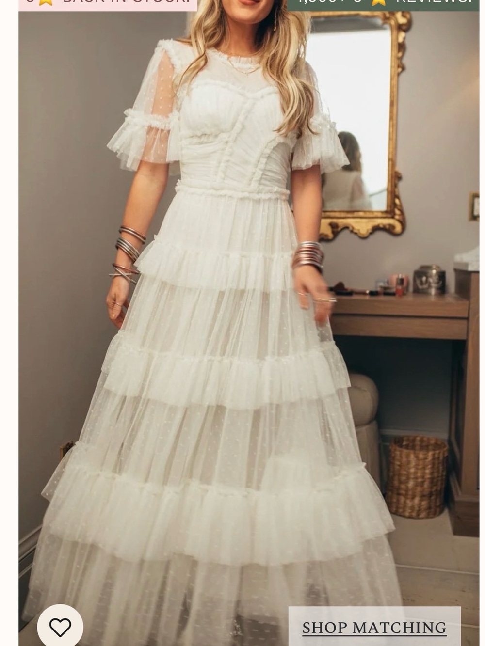 Elegant White Tiered Tulle Maxi Dress